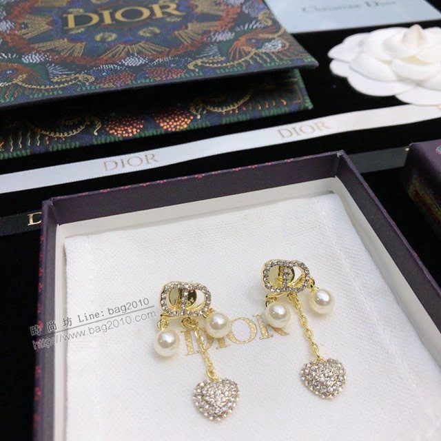 Dior飾品 迪奧經典熱銷款施華洛水晶鑽愛心珍珠耳環耳釘  zgd1480